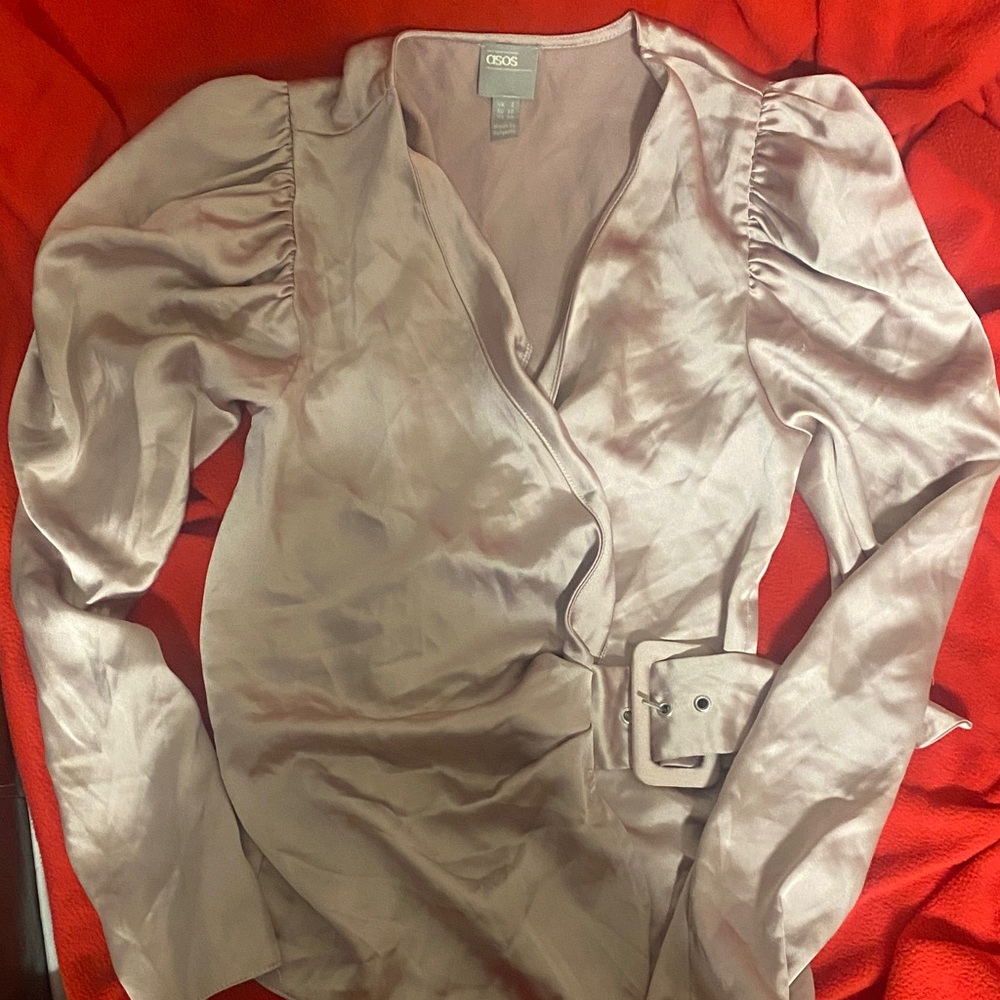 ASOS Mauve Satin Wrap Top